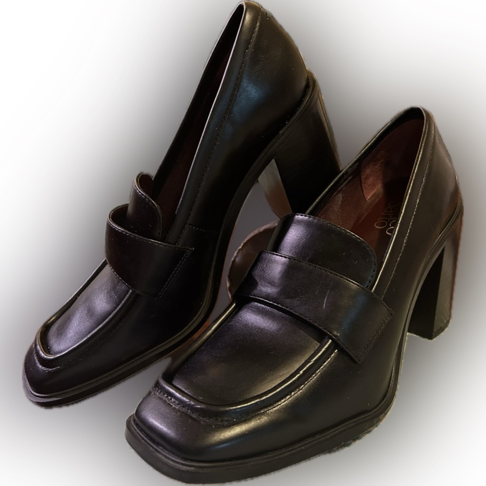 Franco Sarto “Storey” Heeled Loafer — Classic Black